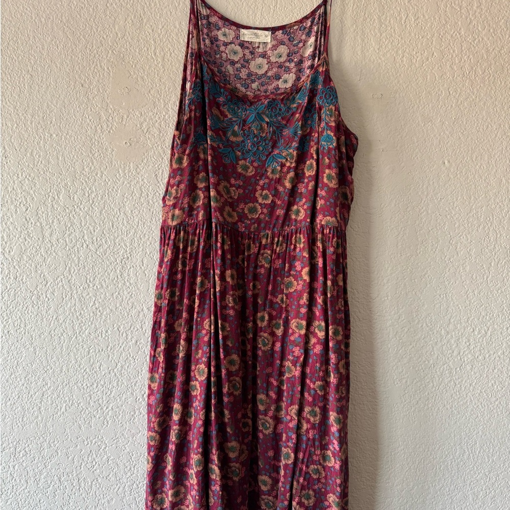 Natural Life Floral Dress in Burgundy and Blue